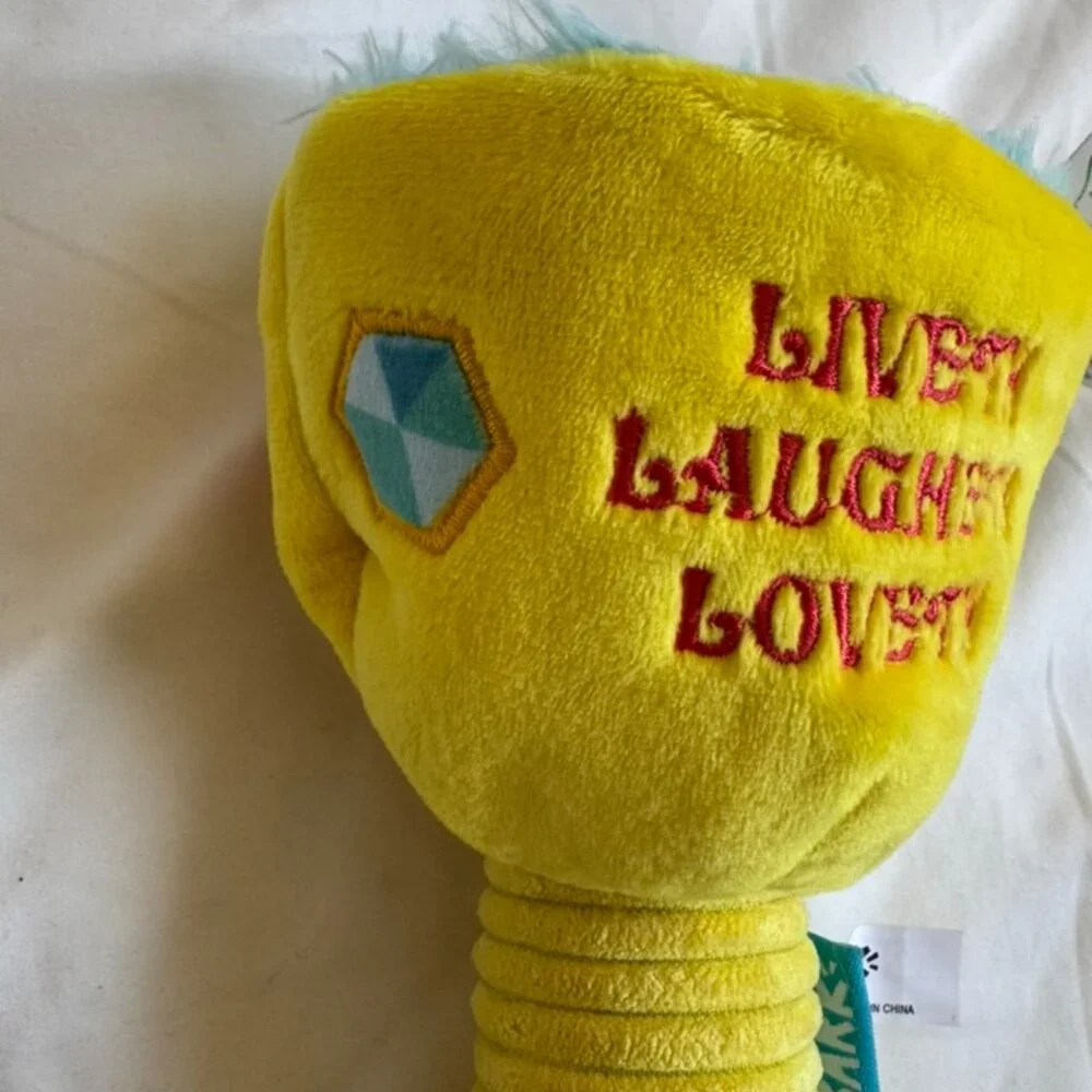 NWT Bark Box THE HOWLEY GRAIL Plush Dog Toy, Yellow + Blue, M-L (20+ lbs)